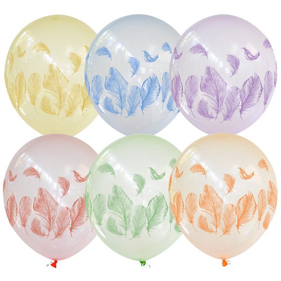 MP 12"/30см Кристалл Bubble ассорти рис Перья 25шт
