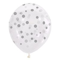 Воздушные шары рис. Конфетти серебряные 25шт 12"/30см