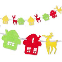 Гирлянда Новогодняя "Домики, Олени" 185см