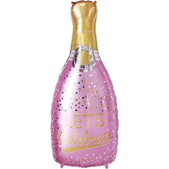 Y Фигура бутылка Шампанское Праздничное конфетти, розовая 39''/98см