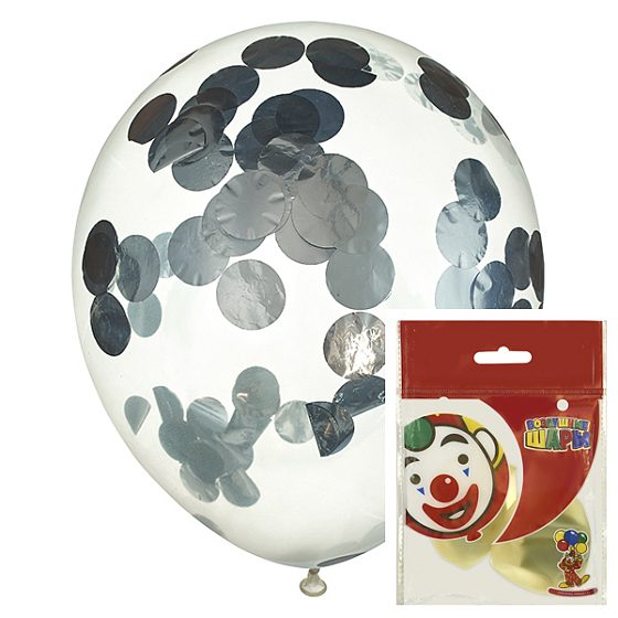 M CS 12"/30см Декоратор TRANSPARENT наполнение круги конфетти фольга серебро 2шт