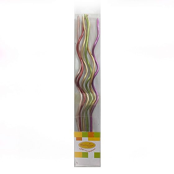 MС Свечи Спираль Metallic ассорти 13см 6шт