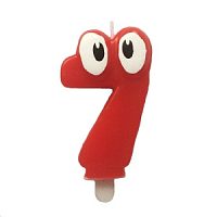 Свеча Цифра 7 Красная С глазками 6,5 см