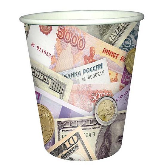 P Стаканы бумажные Деньги 200мл 6шт