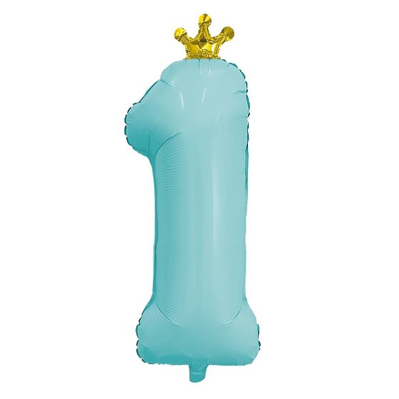 AU Фигура Цифра 1 с короной Аквамарин 32"/81см