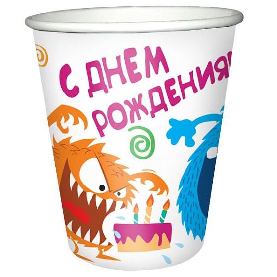 P Стаканы бумажные Монстрики 200мл 6шт