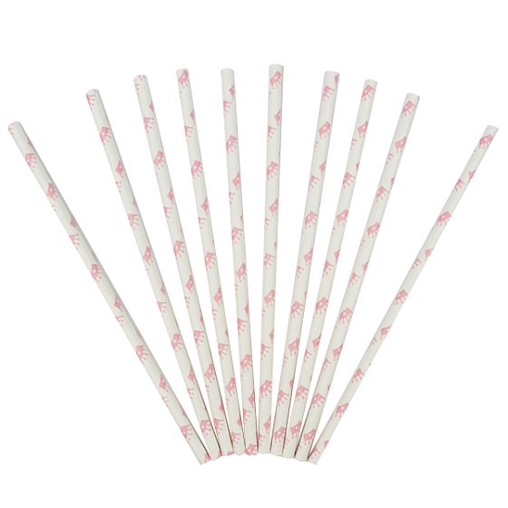 Y Трубочки для коктейля Короны розовые 12шт