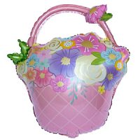 Фигура Цветочная корзина розовая 26"/67см