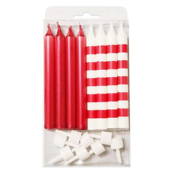 MС Свечи Ассорти Red & White в полоску 8шт 8см