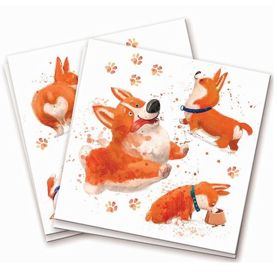 P Салфетки С Днем Рождения Корги 33см X 33см 12шт