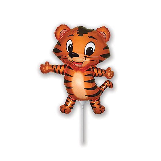 воздушные шары, шары из фольги, FM Мини Фигура гр.4 И-267 Тигрёнок черные полоски 31см*26см