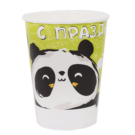 P Стаканы бумажные Панда С Праздником! 200мл 6шт