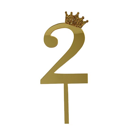 Y Топпер цифра 2 Корона GOLD 18см